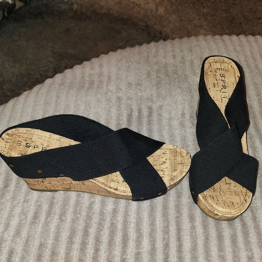 Esprit Black Wedge Slip-On Shoes